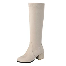 Knee High Boots for Women Flat Heel Women Ladies Fashion Solid Over The Knee Warm Zipper Long Boots 