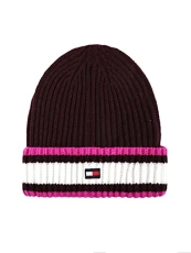 Women's Striped Fisherman Rib Cuff Hat Beanie, Deep Burgundy, One Size