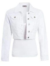 Womens Short Cropped Denim Jacket White