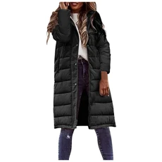 Women's Down Jacket Long Coat Outwear Winter Plain Coat Jacket with Hood for Women Plain Jacket Card