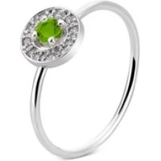 Silver August Birthstone Halo Adjustable Ring - Adjustable