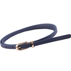 Women's Skinny Belt Solid Color Slender Waistband Thin Leather Waist Belt Strap for Dress Paints Cas