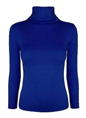 New Ladies Long Sleeve Turtle Polo Neck TOP Womens TOP Jumper 8-26 Royal Blue