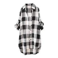 Checked Shirts Womens Women's Blouses & Shirts Plus Size Shacket Women Long Sleeve Tops Women Blouse