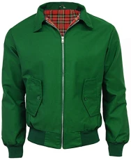 Mens Classic Vintage Scooter Harrington Bomber Jacket | Tartan Lined | Biker (XL, Bottle Green)