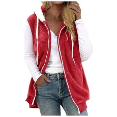 Womens Waistcoat Warmer Lightweight Knee Length Hooded Fleece Gilet Winter Warm Comfortable Gilet wi