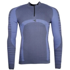 Mens Adv Half Zip Mock Neck Long Sleeve Athletic Training Athletic Tops Casual - Blue, Blue, Large