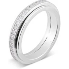 Silver Crystal Calm Spinner Ring - Ring Size 50 Silver