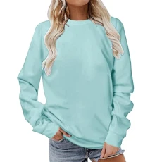 Sweatshirts for Women UK Loose Fit Long Sleeve Crew Neck Cosy Tops Solid Casual Ladies Basic Pullover Sports Sweatshirt Trendy Fall Shirts Lounge Wear (Multiple Colors, S-3XL)