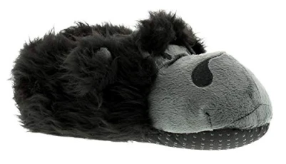 Mens/Boys Fleece Novelty Gorilla Embroidered Faux Fur Mule Slippers Mini Me Matching (1-2 UK, Boys G