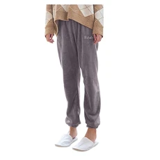 Plush Ladies Pyjamas Solid Colour Fleece Pajamas for Women UK Soft Thermal Nightwear Bottoms Baggy Trousers Elastic Waist Loose Joggers Warm Winter Home Sports Sweatpants Lightweight Sleepwear Grey