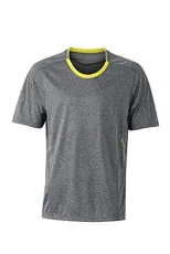 Breathable running shirt (M, grey-melange/lemon)