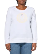 Women's Pullover Long Sleeve Crewneck Sportswear Top, Bright White, Large