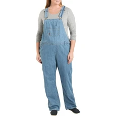 womens Plus Size Denim Bib Overall, Medium Stonewash, Medium