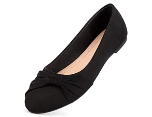 Women Pregnant Walking Casual Slip-on Bow-tie Ballet Ballerina Pumps Dolly Shoes Black Afte