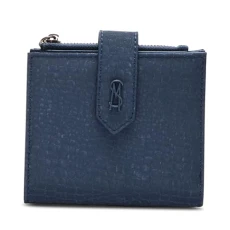 Bjem Matte Croco Bifold Wallet, Blue, One Size