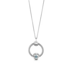 March Birthstone Eternity Circle O Pendant Set 