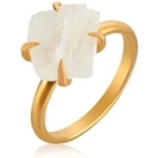 Gold Moonstone Gem Ring - Ring Size 50 Gold