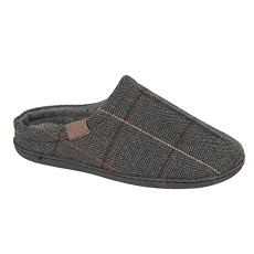 Mens Slippers Fluffy Slippers Men Men's Slippers Fur Lined Casual Mule Size 7 Grey Tweed