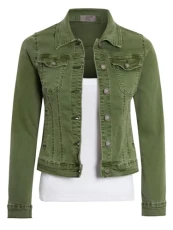 Womens Denim Jacket Khaki Plus Sizes