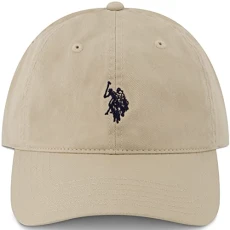 Unisex's Mens Washed Twill Cotton Adjustable Baseball Hat with Pony Logo and Curved Brim, Stone, One Size