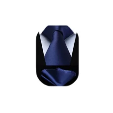 solid navy blue tie handkerchief wedding party classic tie/pocket square set for men