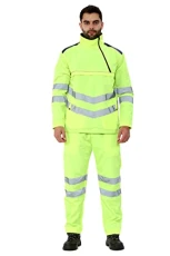 Hi Vis Rain Tracksuit Mens High Visibility Waterproof Reflective Tape Band Safety Rainsuit Hooded To