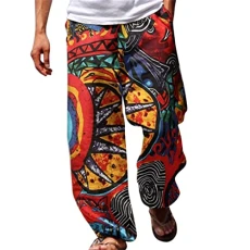 Flash Deals Of The Day  Mens Pants Casual Versatile All Print Loose Plus Size Pants Fashion Beach Po