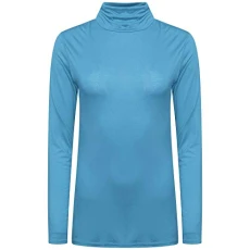 Ladies Basic Casual Long Sleeves Polo Neck Stretch Top Turtle Neck Jumper Size 8-26 Teal