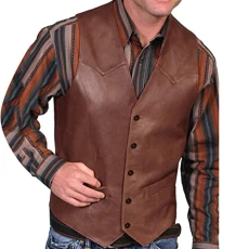 Men's Suit Slim Fit, Leather Vest Men with V-Neck, Traditional Vest Soft Blazer Vest Plain Casual Vest Lightweight Jacket Vest Single Breasted Sleeveless Vest Faux Leather Men's Vest, brown, M