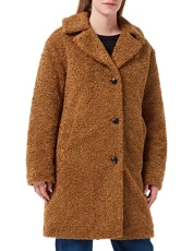 Women's Single-Breasted midi Length Teddy Coat with Repreve Padding Wool, Golden Sand 4500, XS