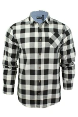 Mens JackD Long Sleeve Check Shirt - White-Black -Small