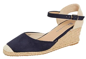 Womens Hessian Wedge Sandals Navy with Memory Foam 6 UK