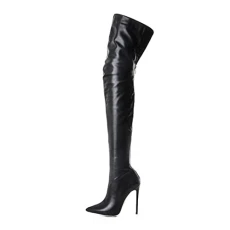 Women's Over The Knee Boots High Heels Zipper Leather Thigh High Boot ver Knee Boots Large Size Back