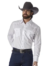 Men's Sport Western Two Pocket Long Sleeve Snap Shirt Shirt, White, XL