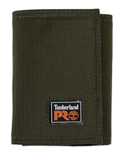 PRO Men's Heavy Duty Fabric RFID Trifold Wallet with Id Window, Olive, One Size