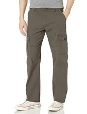 Authentics Men's Relaxed Fit Stretch Cargo Pant Casual, Olive Drab, 34W x 32L