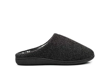 TONY Textile Velour Mule Indoor Mule Slippers - Black Textile, Mens UK 11 / EU 45