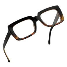 Stylish Reading Glasses Women - Oversized Square Readers Black/Tortoise +1.75